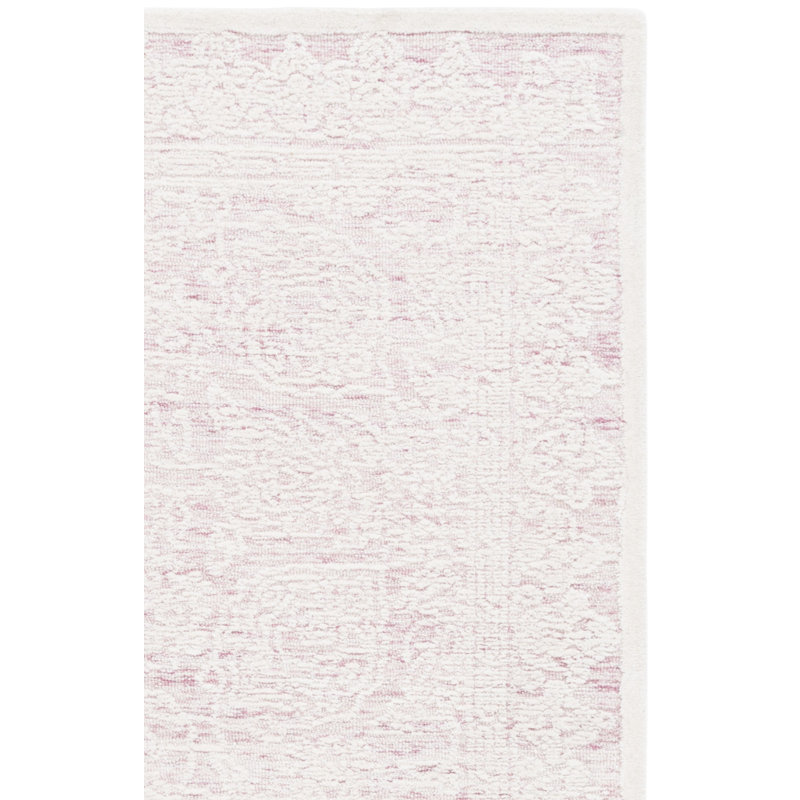 Tapis ivoire / rose en coton et laine touffetés à la main Chevallier, Rectangle 8 pi x 10 pi