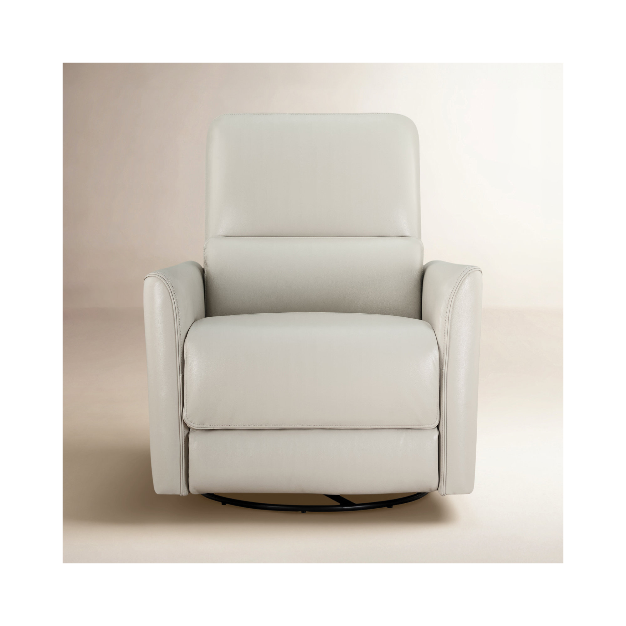 Santo Top Grain Genuine Leather Swivel Power Recliner, Denali Ivory Genuine Leather