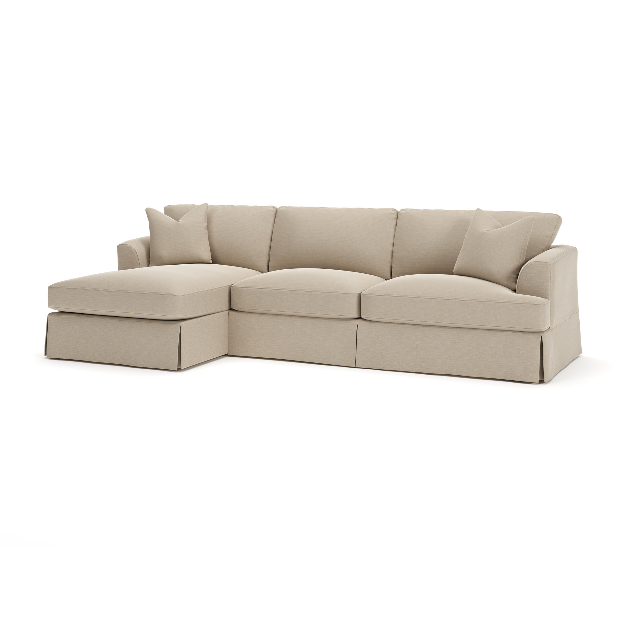 Lucia 128" Wide Down Cushion Sofa & Chaise, Bayou Natural Canvas, Left Hand Facing