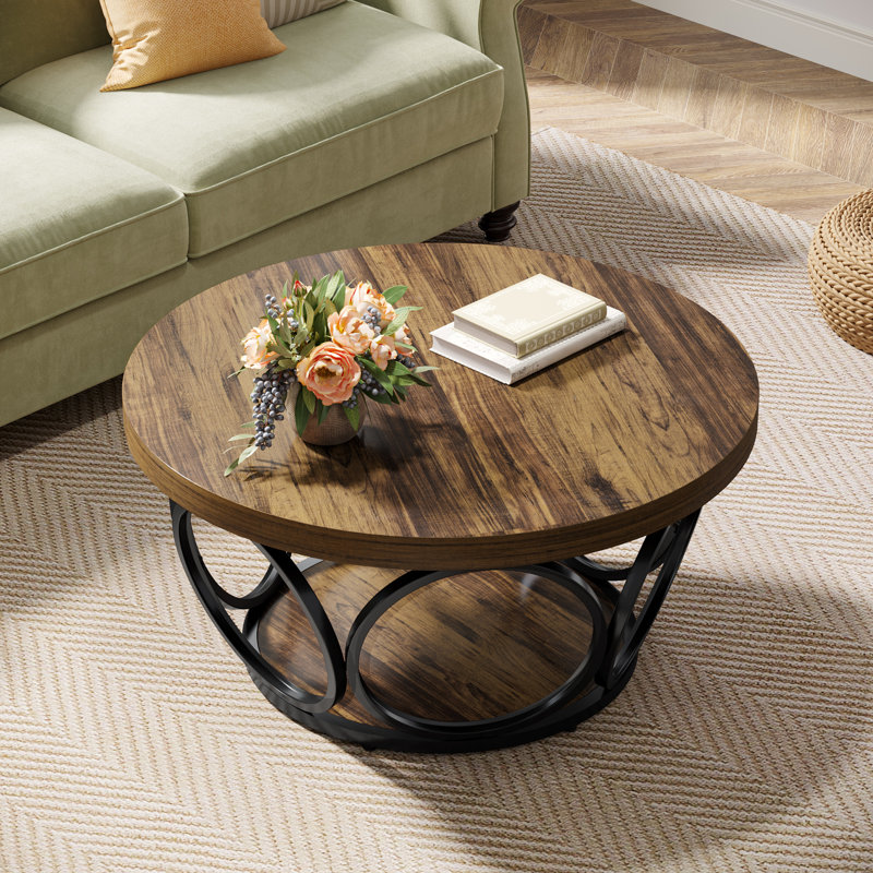 Frame Coffee Table with Storage, Brown
