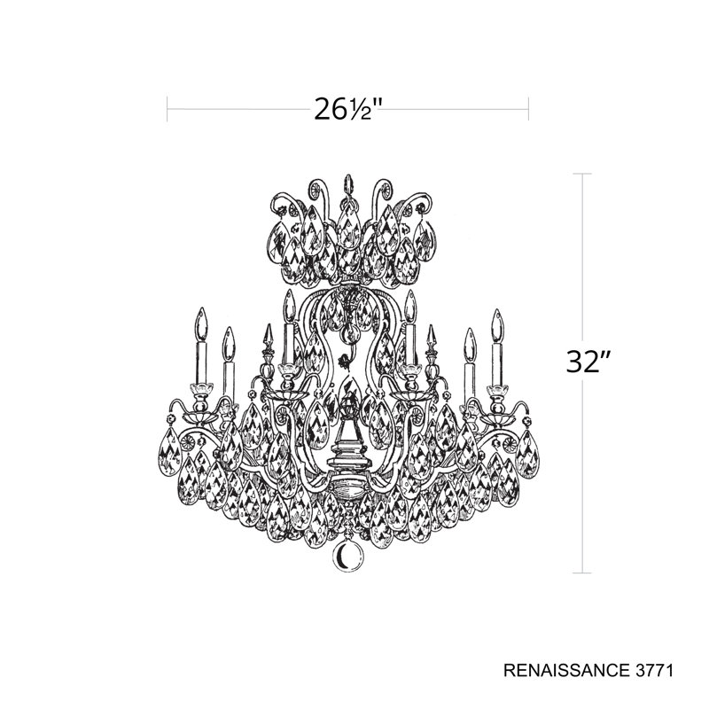 Renaissance 9 - Light Glass Chandelier, Heirloom Bronze, Handcut Clear