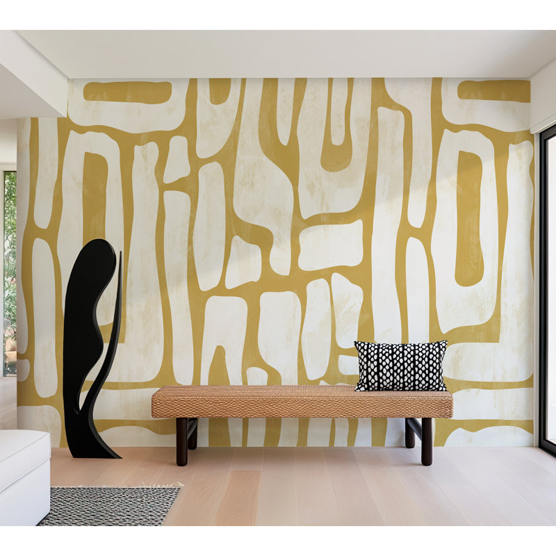 Murale abstraite pelez et collez Lakechia - formes terreuses, L 60 po x l 60 po, Rouge