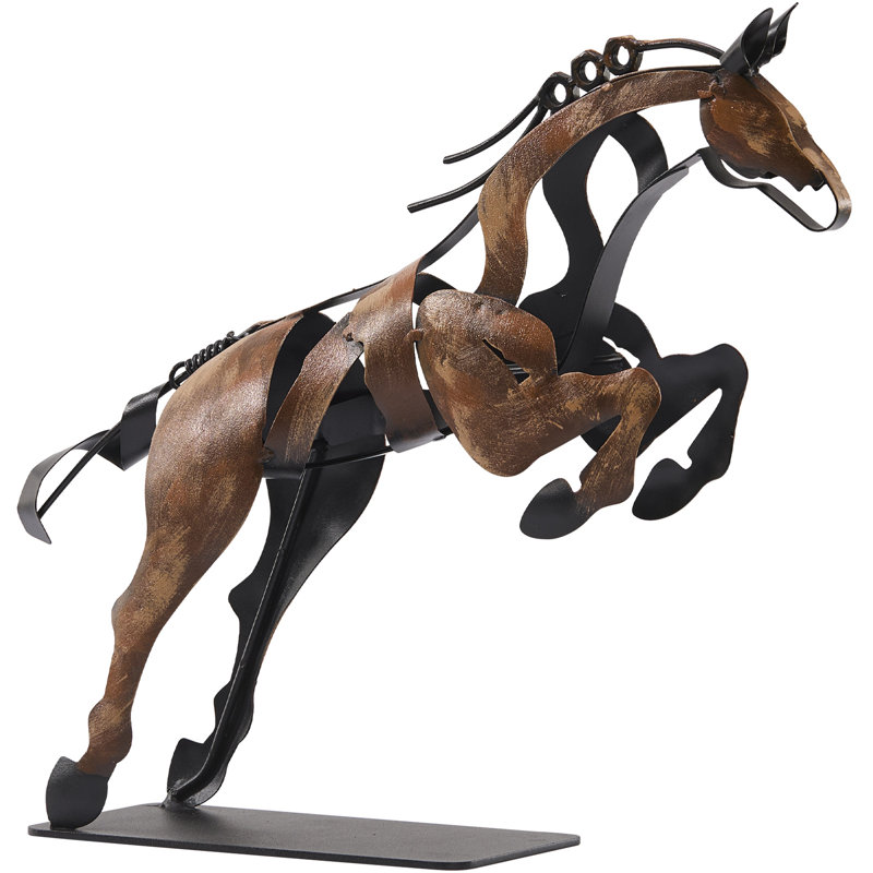 Kabron Handmade Metal Horse Statue Sculpture Décor Gifts For Horse Lovers, Vintage Brown