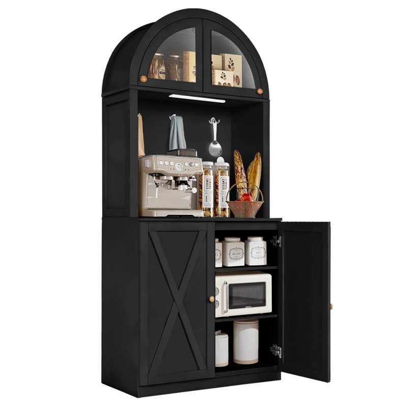Armoire de rangement en bois 71 po, Noir