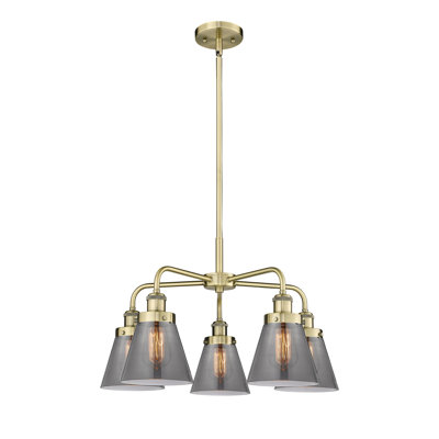 Cone 5 Light Stem Hung Chandelier