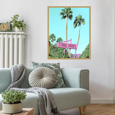 Coral Sands Vintage Motel Sign by Wrobel Framed Canvas Wall Art Print