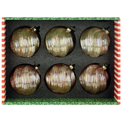 Iridescent Swirl Ball Ornament, Box Of 6 - 4 Inches