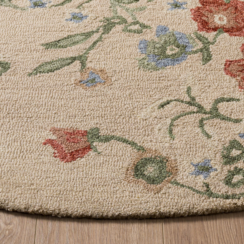 Martha Stewart 3855 Hand Tufted 85% Wool; 15% Cotton Floral Rug, Round 6'