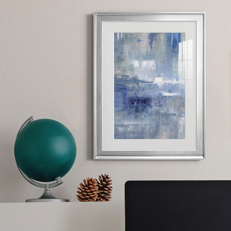 Bay View Indigo - Cadre photo, reproduction d'art sur papier, Argent, H 18,5 po x l 24,5 po x P 1,5 po