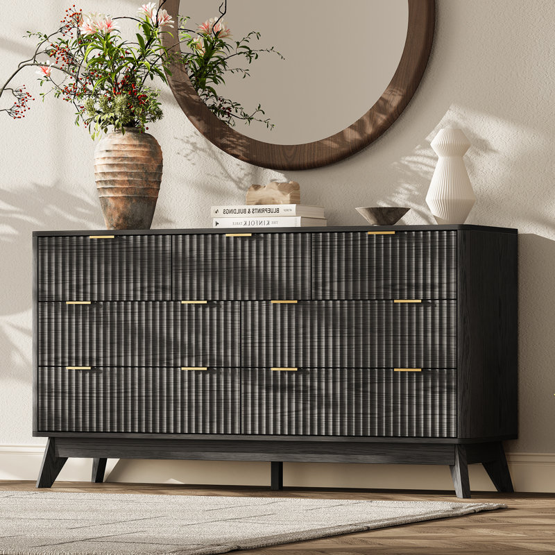 Donati 7-Drawer Dresser, Wood Chest of Drawers, Black