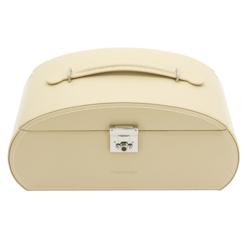 Cordoba Leather Jewellery Box + Locking, Beige