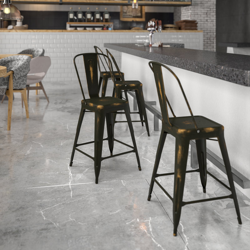 Tabouret de bar Iddings, Cuivre vieilli, 1, Tabouret de comptoir (siège d'une hauteur de 24 p