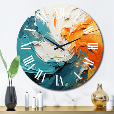 Horloge murale tourbillonnant mariage ambre électrique et bleu I