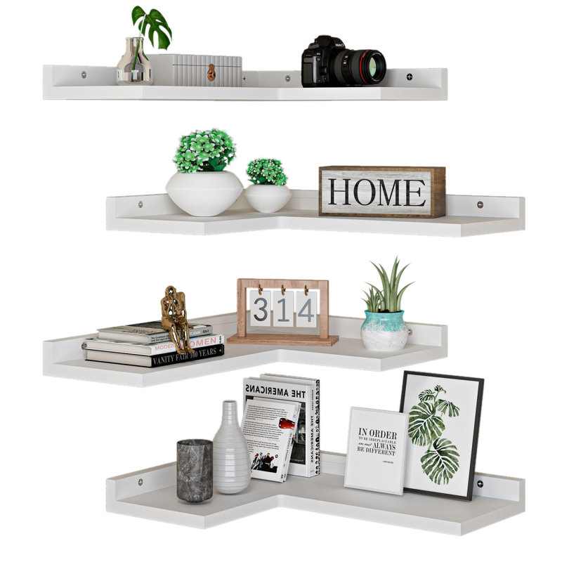 Ensemble de 4 tablettes de coin flottantes, Blanc