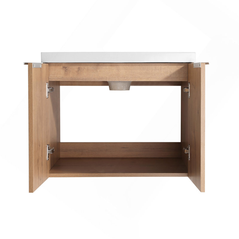 Meuble-lavabo mural 24 po avec lavabo et armoire latérale, portes à fermeture douce, armoire combinée 24 po, 24"