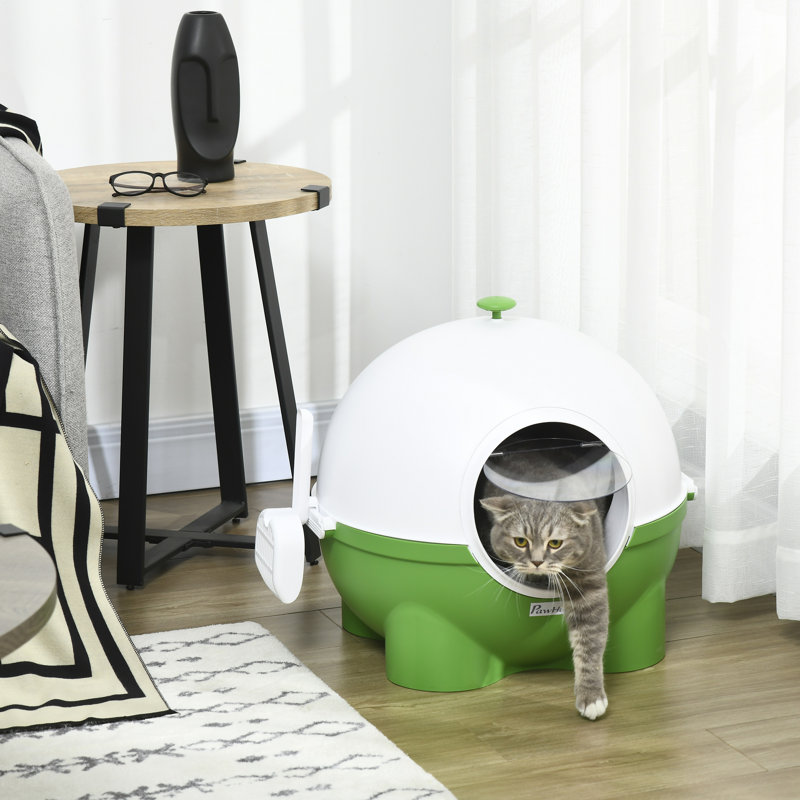 Plastic Litter Box Enclosure with Scoop, Green