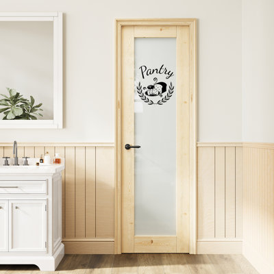 Porte en verre givré 24 po x 80 po à 1 verre de pin givré, dalle de porte d'intimité en verre, à peindre et imperméable, combinaison pour porte de garde-manger