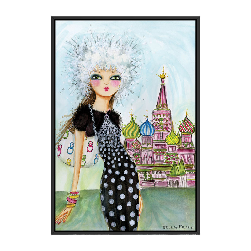 Art de Moscou, H 60 po x l 40po x P 1,5 po, Toile avec cadre noir