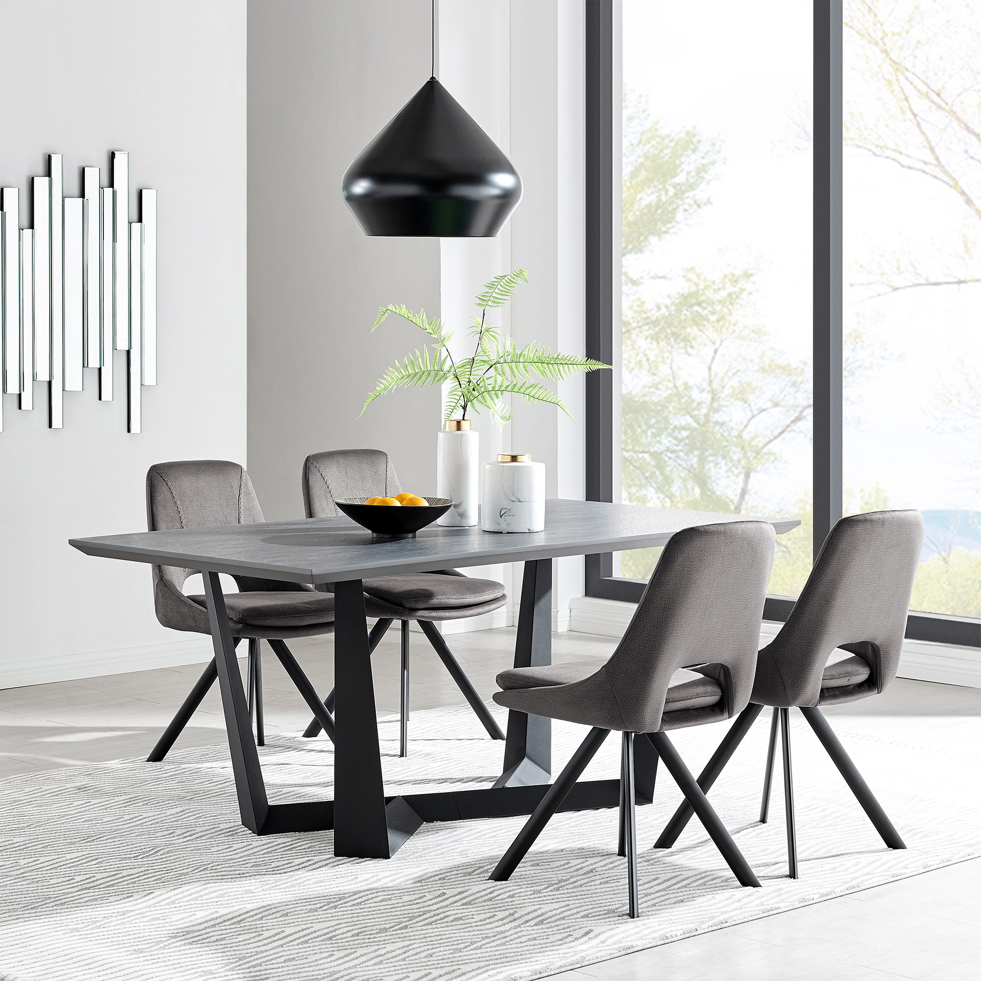 Orren Ellis Dorava Rectangular Modern Dining Set in Melamine Wood