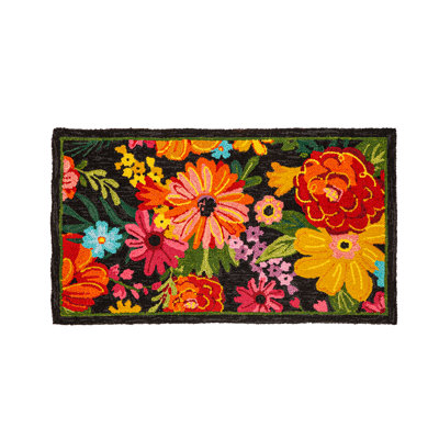 Tapis décoratif intérieur / extérieur à motif floral 24 po x 42 po Aghwith