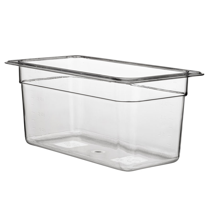 Récipient de rangement pour aliments 1/3 de taille restaurantware-met lux, 1 boîte de preuve profonde de 6 pouces - rectangulaire, mesures graduées, récipient de rangement en plastique transparent de qualité alimentaire, lavable à la vaisselle, couvercles vendus séparément