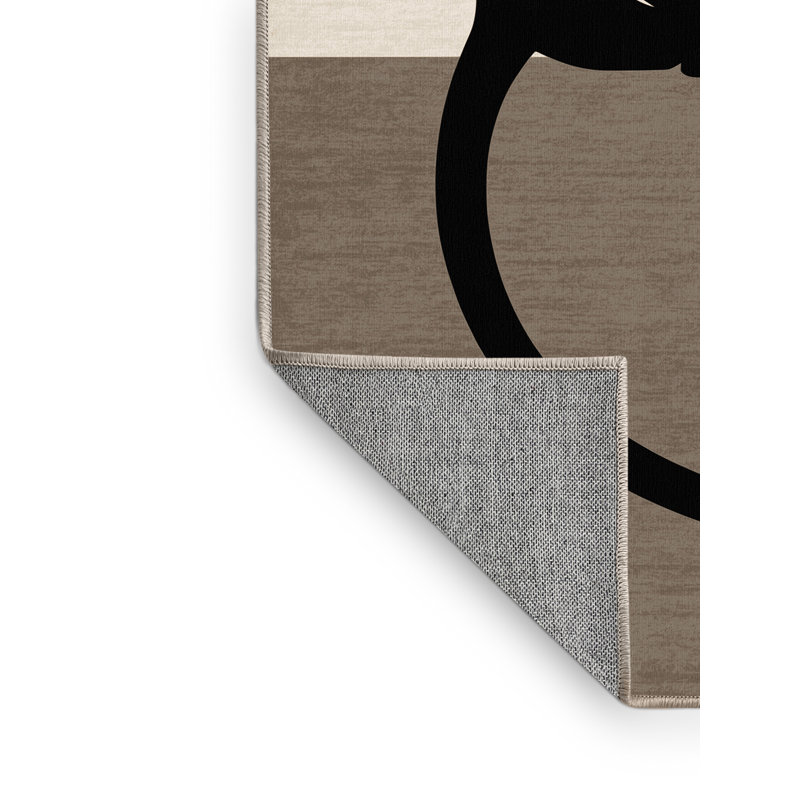 Machine Washable Osckar Colobus Monkey Minimalist Rug in Beige – Beige Binding, 5x8