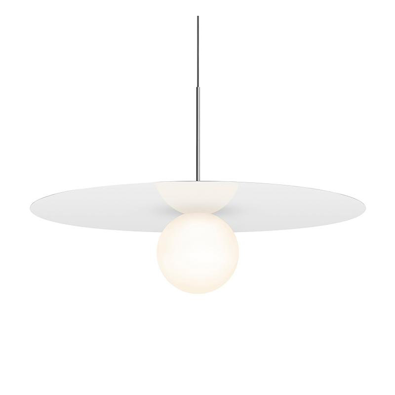 Bola Disc Pendant, White, 15.5" H x 22" W x 22" D