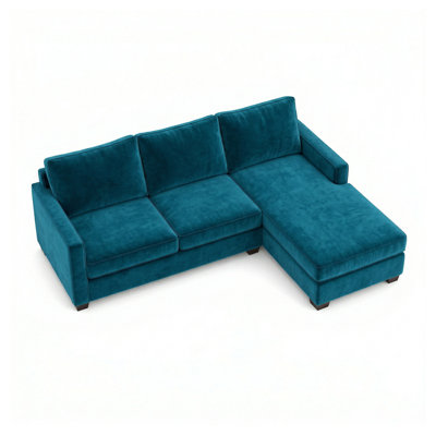 Modena 3-Seat Sectional Sofa in Antique Blue Velvet with Engineered Wood Frame