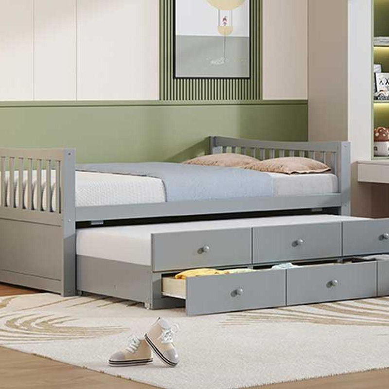 Full Size Daybed With Twin Size Trundle And Drawers, Full Size, Gray(OLD SKU: LP000341AAE), Gray