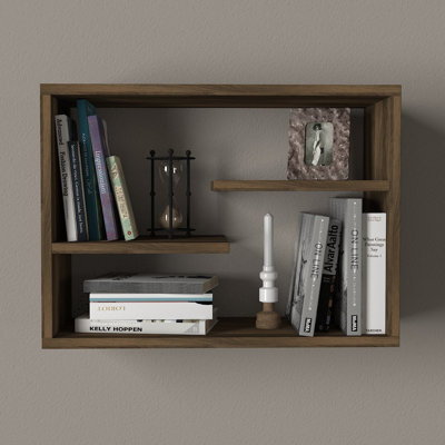Modern Wall Shelf, Walnut Colour, 23.6 x 17.3 x 7.7 inches | 100% Melamine Coated Particle Board, Thickness: 0.7 inches | Wall-Mounted Design for Additional Storage, Multiple Shelves, Stylish & Functional for Home or Office Decor