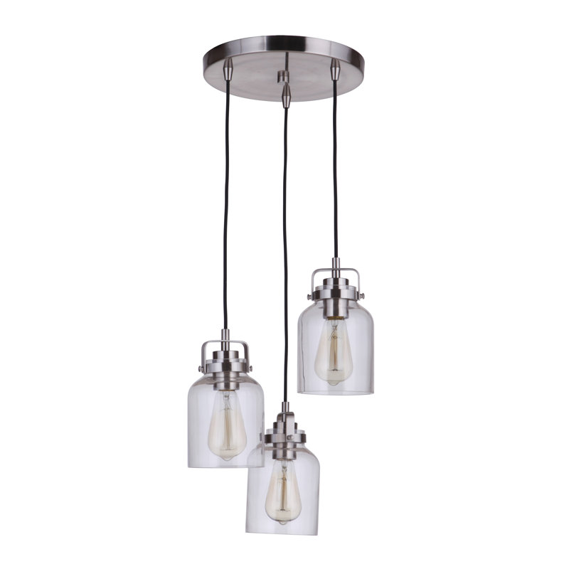 Barreras 3 - Light Cluster Pendant, Brushed Polished Nickel