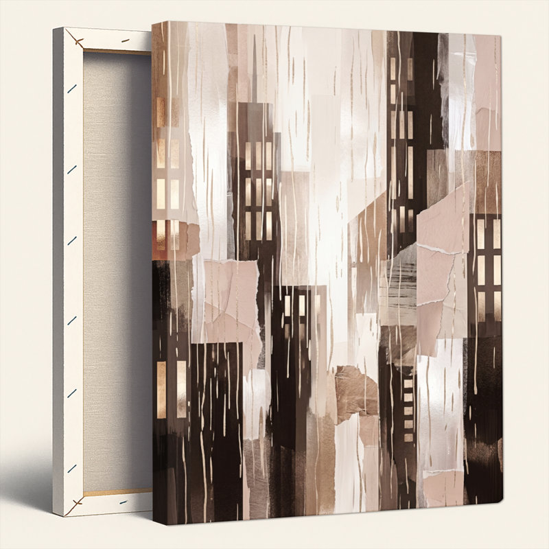 Ensemble de 1 tableau abstrait urbain sur toile, 36"H x 24"W, Wrapped Canvas