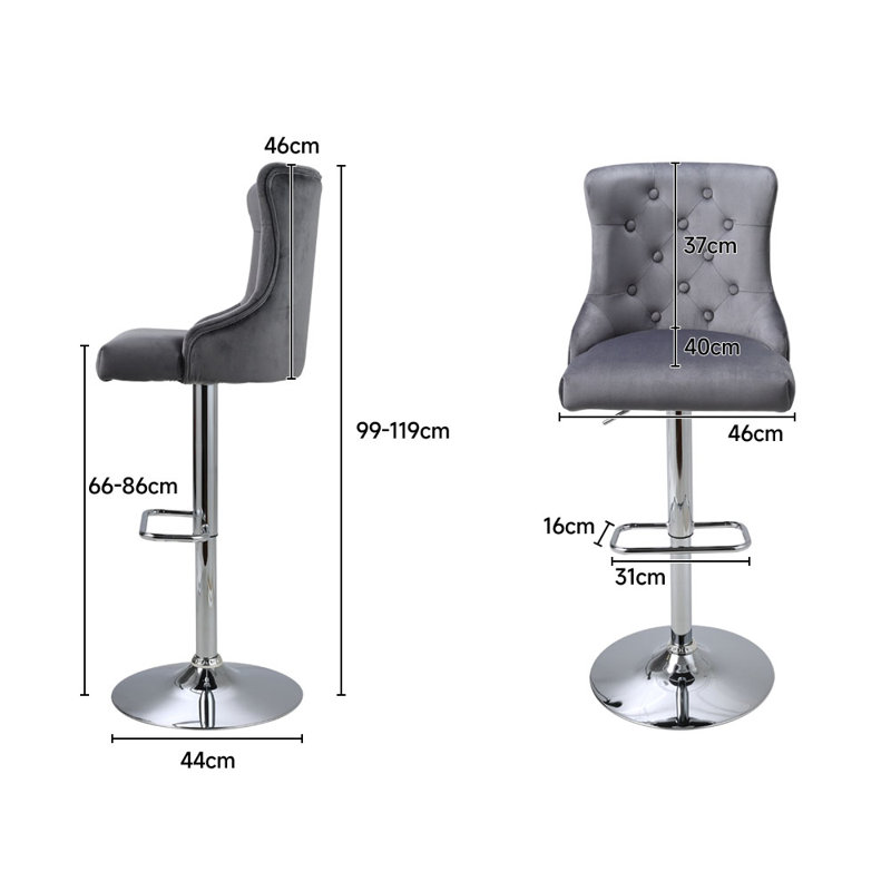 Bearon Upholstered Adjustable Height Counter Stool with Metal Frame