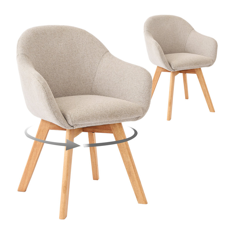 Upholstered Dining Chair, 49cm Seating Height , Beige, 2, Beige