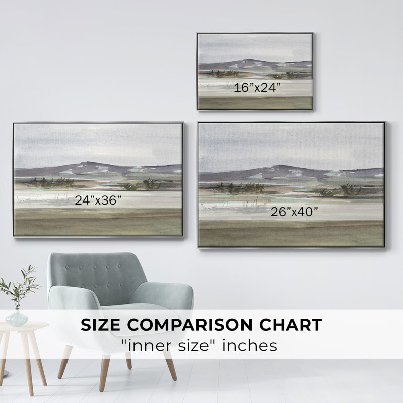 Toile encadrée haut de gamme Mute Marsh I - prête à être accrochée, H 17 po x l 25 po x P 2 po, Toile avec cadre argenté