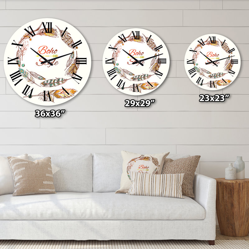 Horloge murale bohème et éclectique, Surdimensionné