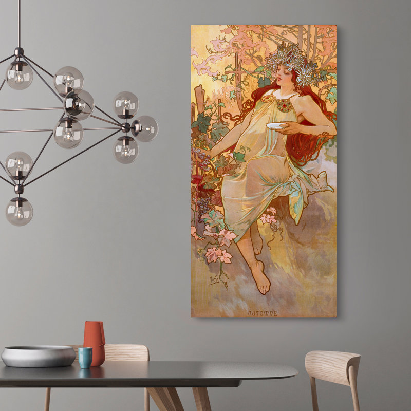 Autumn by Alphonse Mucha - Wrapped Canvas Print, 70cm H x 35cm W x 4cm D