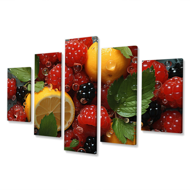  «Transparent Berries I - Décoration murale aliments et boissons - 5 panneaux