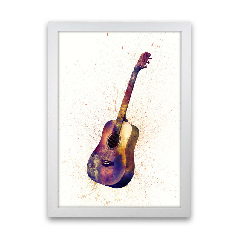 Acoustic Guitar by Michael Tompsett - Print, 63cm H x 46cm W x 3cm D, White Framed