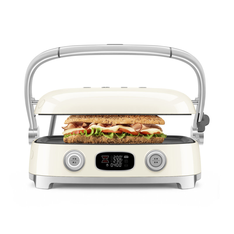 50's Retro Style Aesthetic Multi-use Grill in Black, Cream