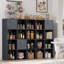 Ensemble de rangement modulaire 16 tiroirs avec tiroirs en tissu, bibliothèque noire en bois rustique et cloison, ensemble de 2-481928809-481928821-481928808