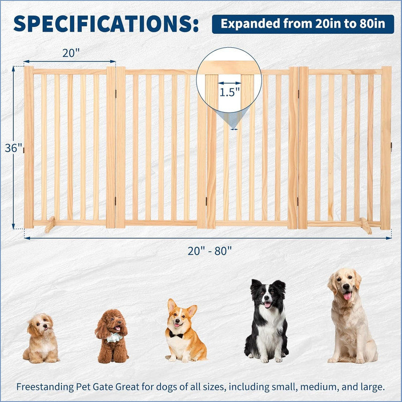 Manufactured Wood Free Standing Pet Gate, 91.4cm H x 203.2cm W x 2.5cm D