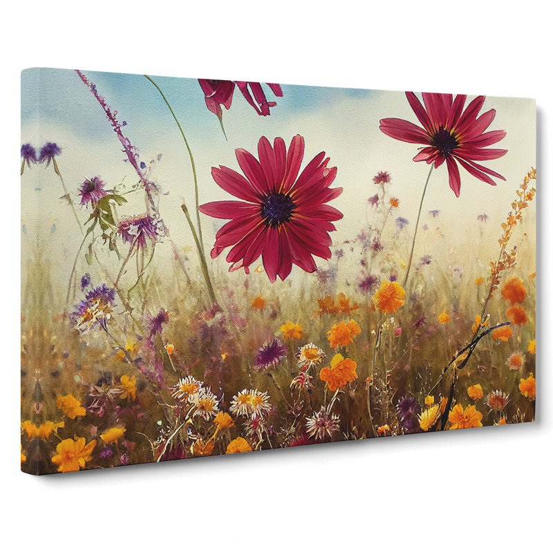 Masterful Wildflowers Floral - Wrapped Canvas, 50cm H x 76cm W x 3cm D