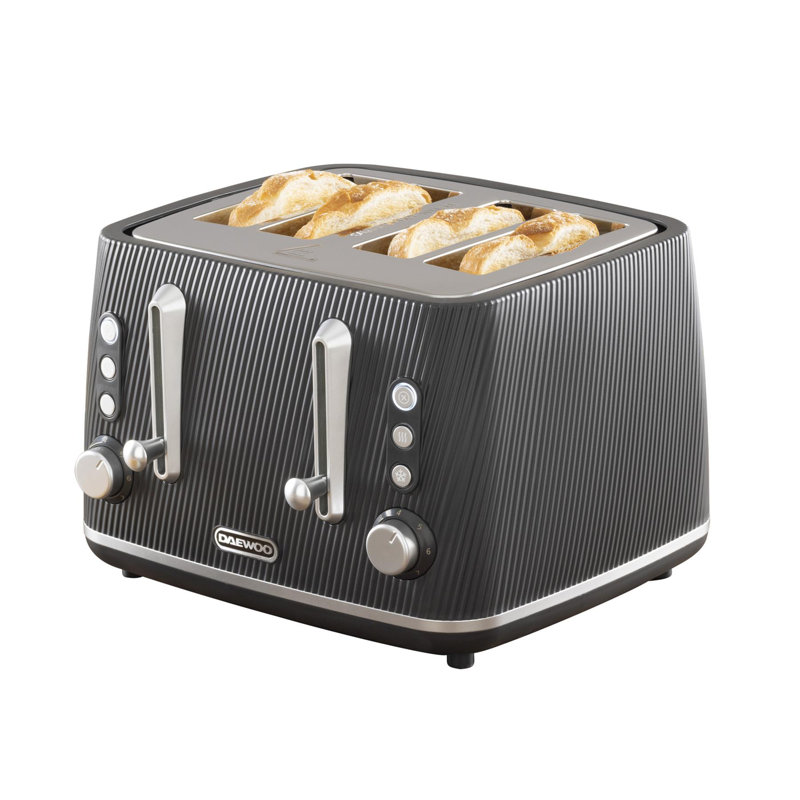 Daewoo Cascade 4-Slice Toaster, Black, Black