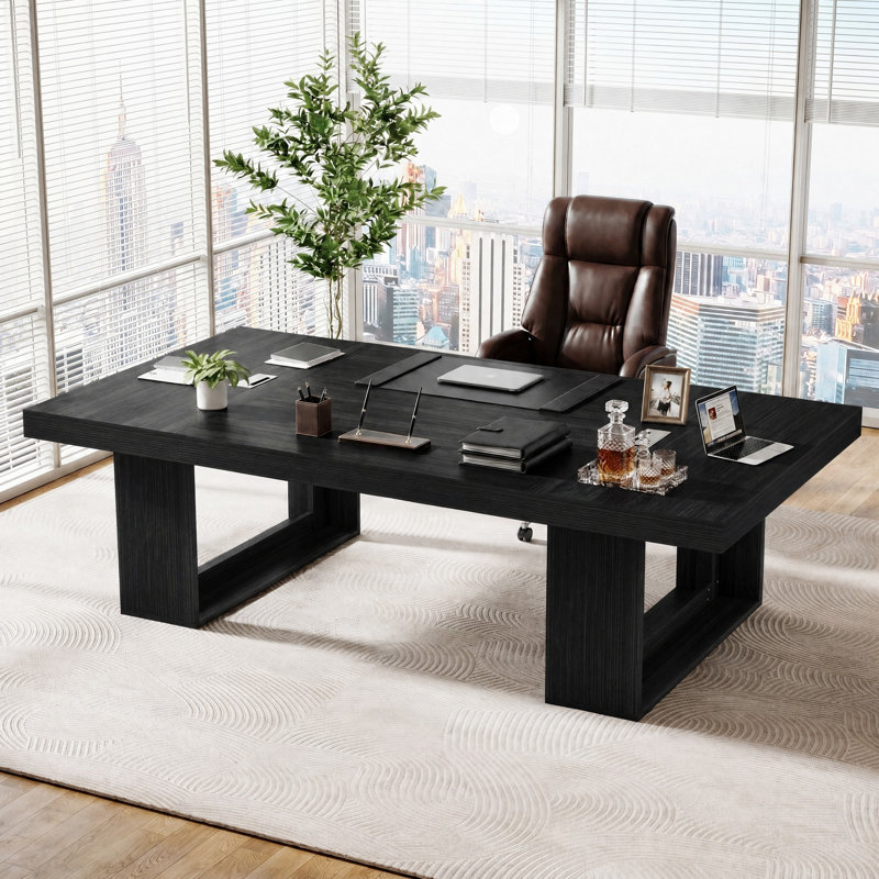 Table de conférence l 94,5 po pour 6 à 8 personnes, Black/Matte Black
