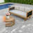 Modern Acacia Patio Sofas, Teak Finish With Light Grey Cushions, Perfect For Garden Or Deck