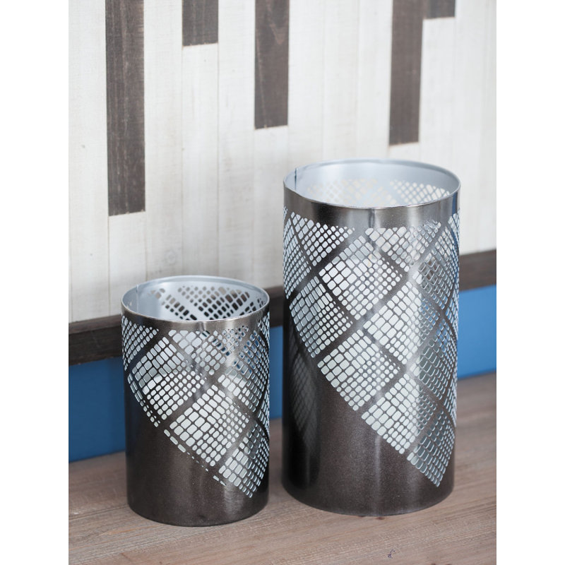Ensemble de votive cylindrique en métal 2 pièces
