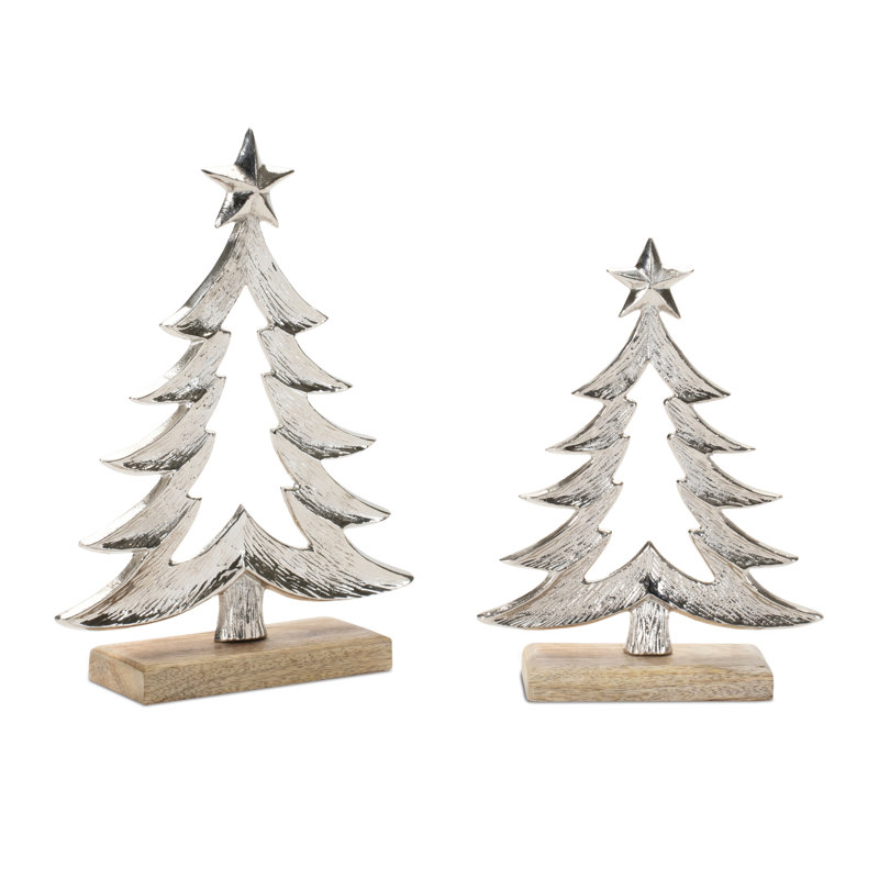 Metal Christmas Tree with Wood Base
