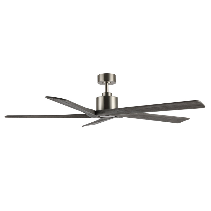 Baun 5-Blade Indoor Ceiling Fan with Remote, Brushed Nickel, Grey, 64"