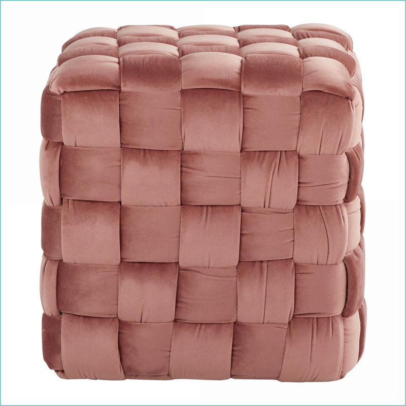 Repose-pieds carré en velours rose tressé de 16 po par LumiSource | Velours | Rosé, Rose